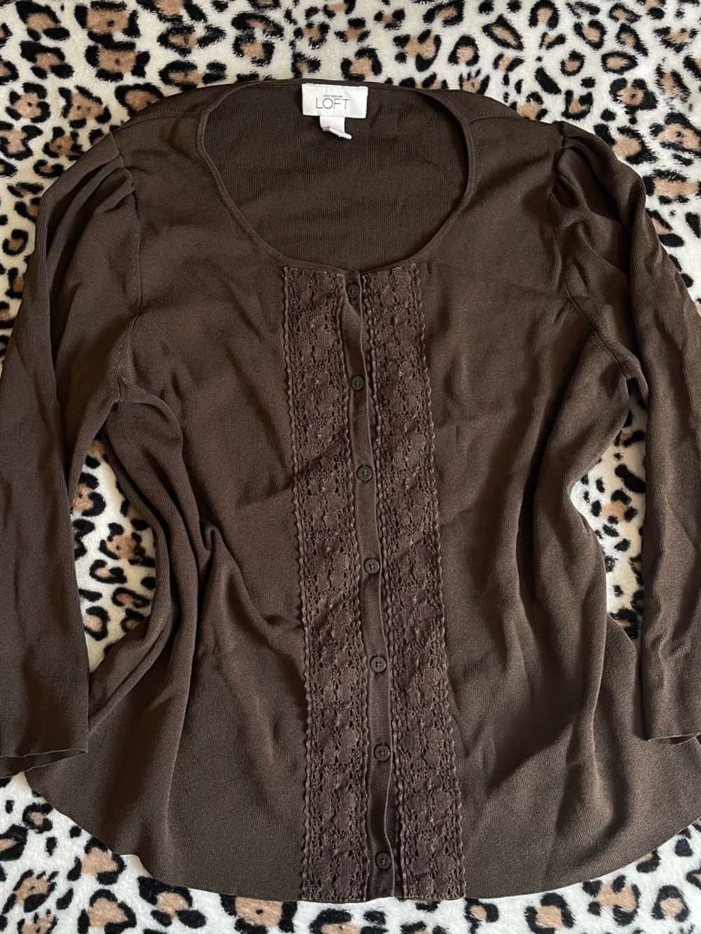 ♡ Dark Brown Lace Button Down Shirt/ Cardigan
